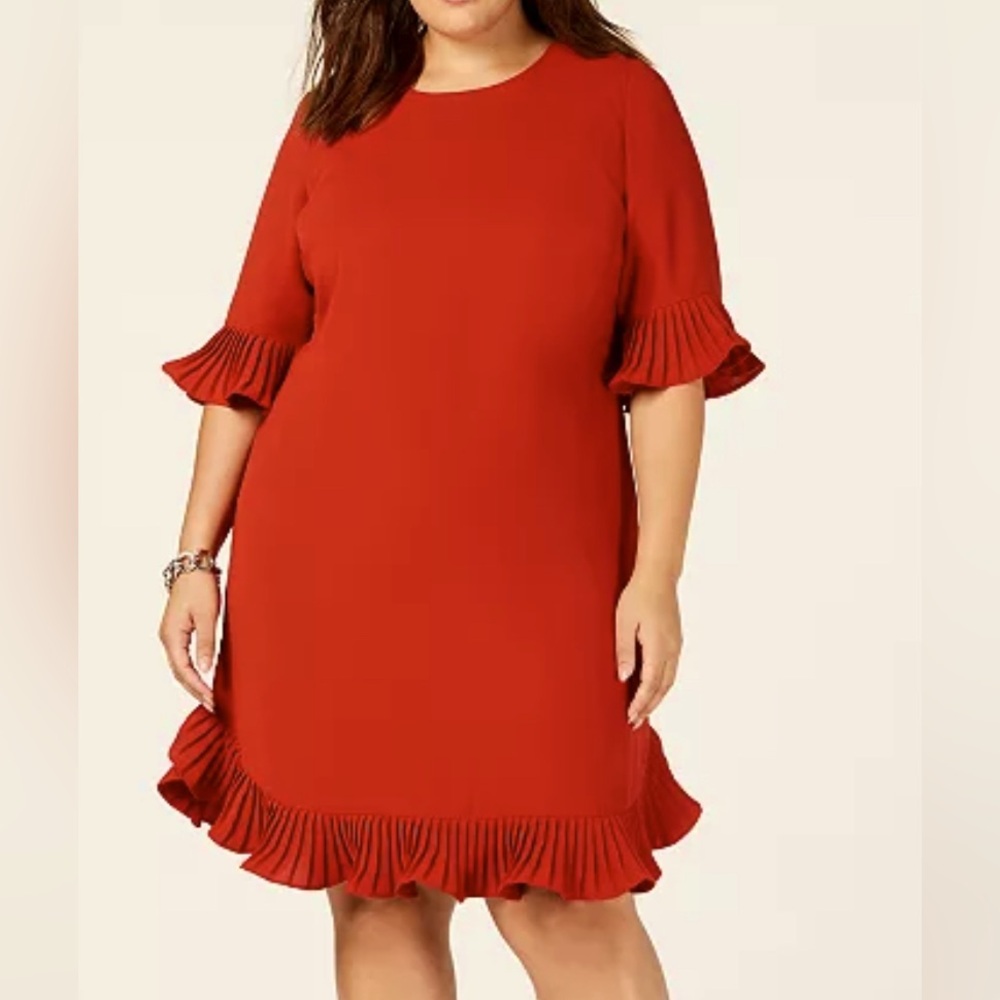 SOLD Alfani EUC Red Ruffle Trim Dress Size 8